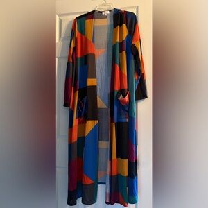 LuLaRoe Sarah Cardigan; Multicolor Geometric